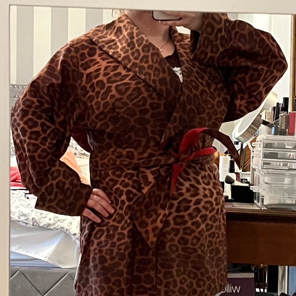 Reversible leopard-print trench coat